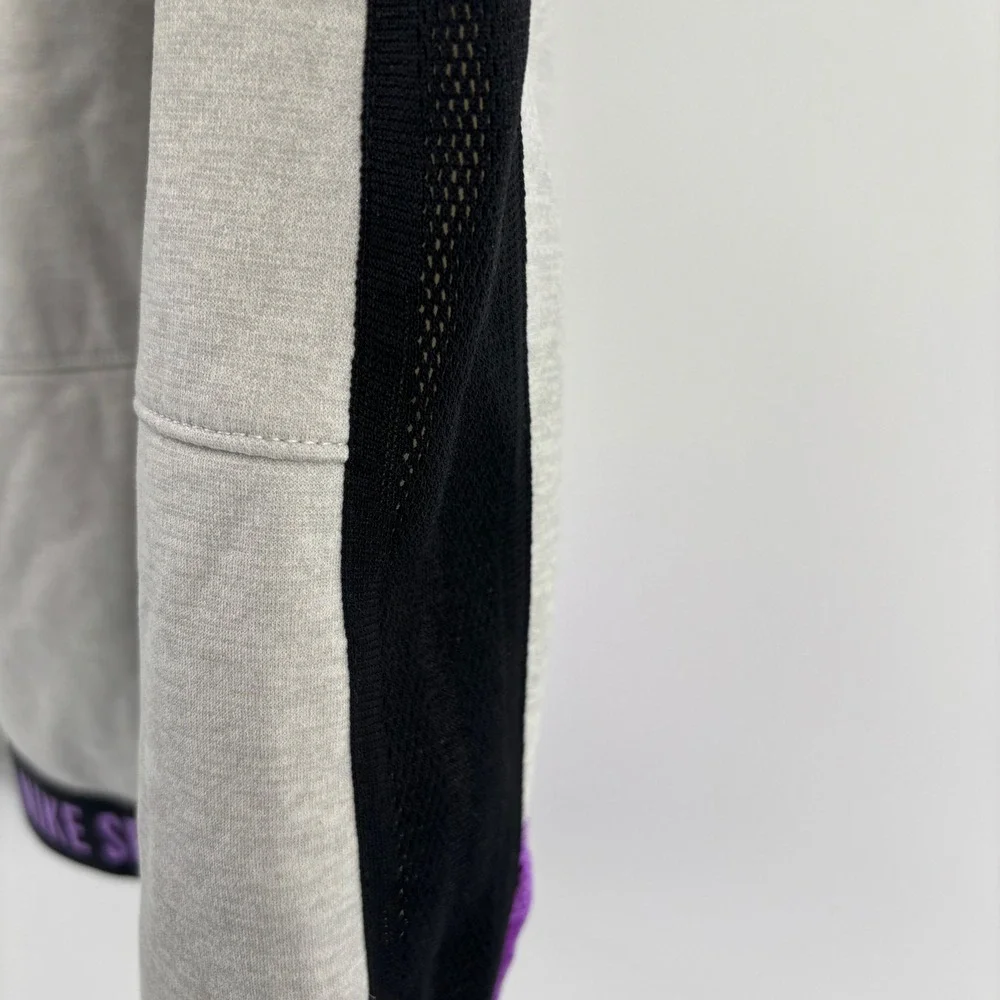 Vintage Nike Sweatshirt Women Small Grey Mesh‎ Trim Zip Pocket Athleisure